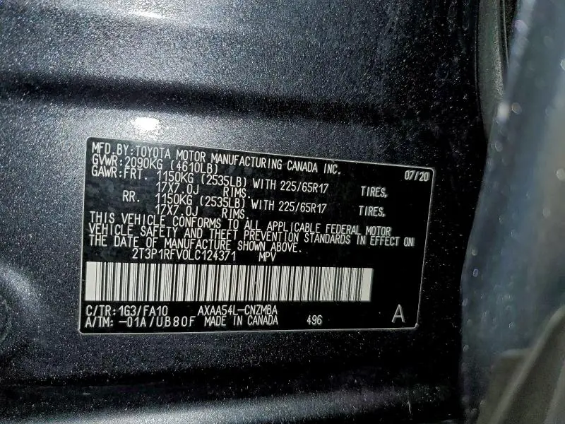 2020 TOYOTA RAV4 XLE  