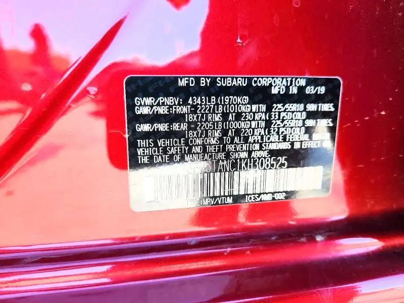 2019 SUBARU CROSSTREK LIMITED  