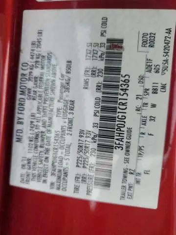 2012 FORD FUSION SEL  