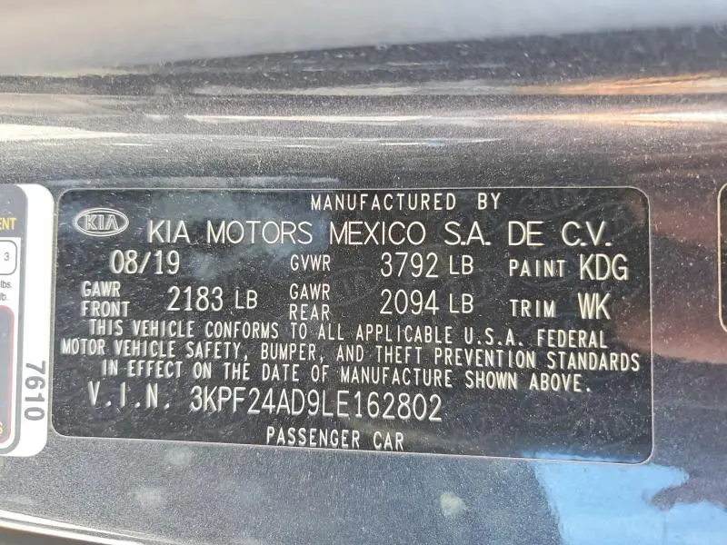 2020 KIA FORTE LXS  