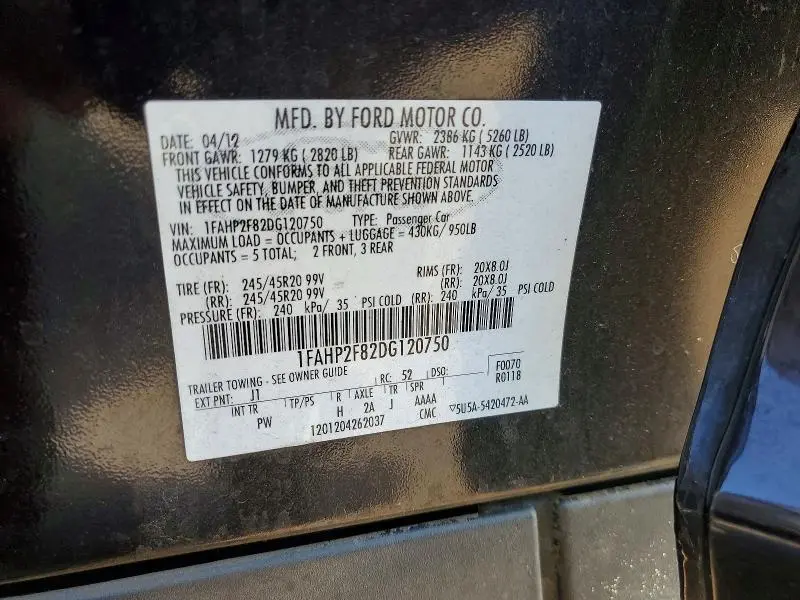 2013 FORD TAURUS LIMITED  