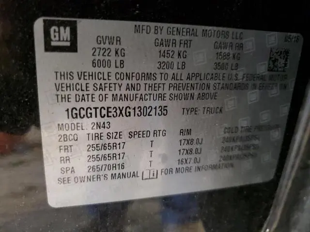 2016 CHEVROLET COLORADO LT  