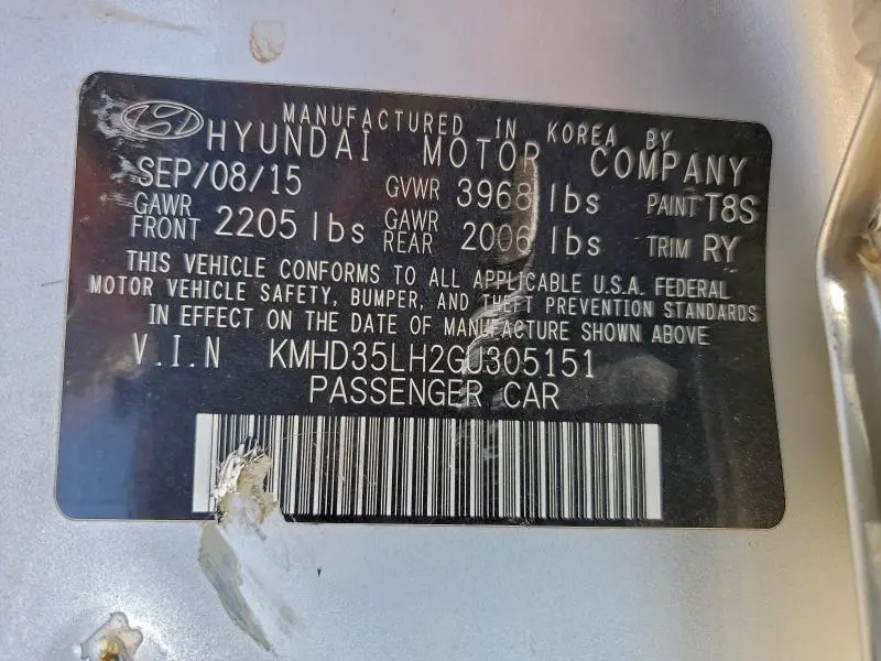 2016 HYUNDAI ELANTRA GT   