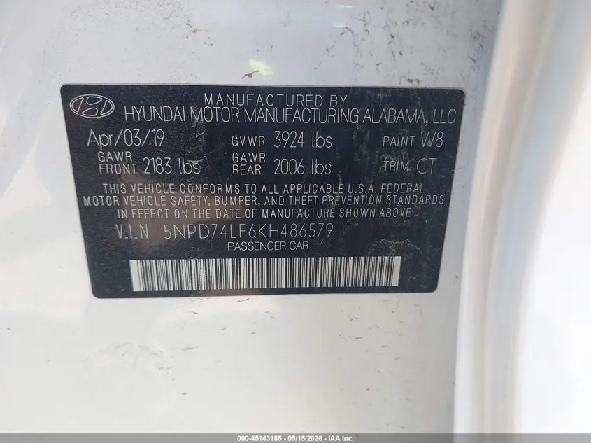 2019 HYUNDAI ELANTRA SE