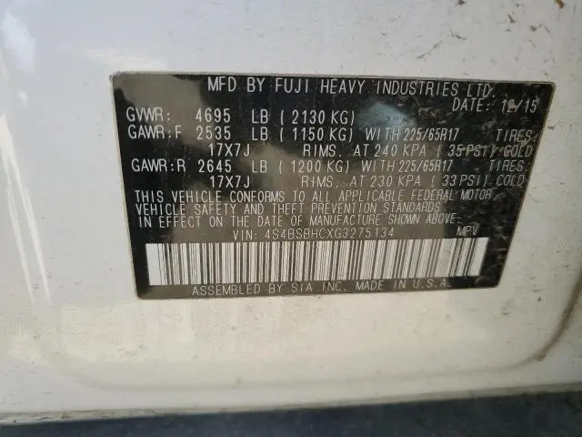 2016 SUBARU OUTBACK 2.5I PREMIUM  