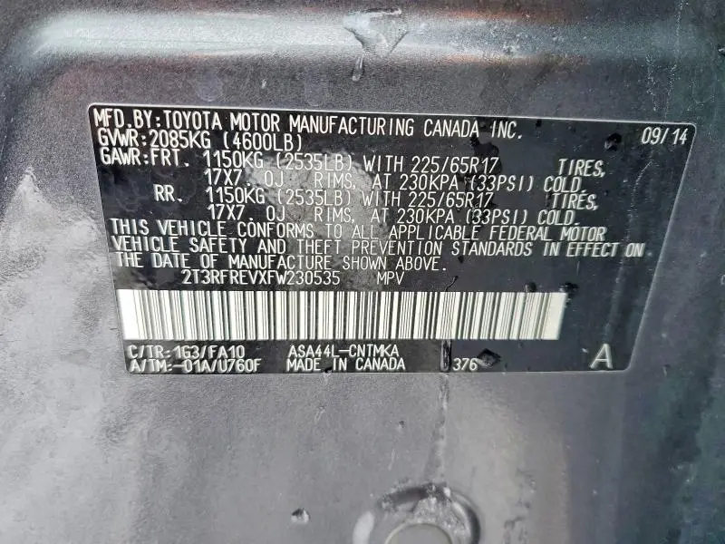 2015 TOYOTA RAV4 XLE  