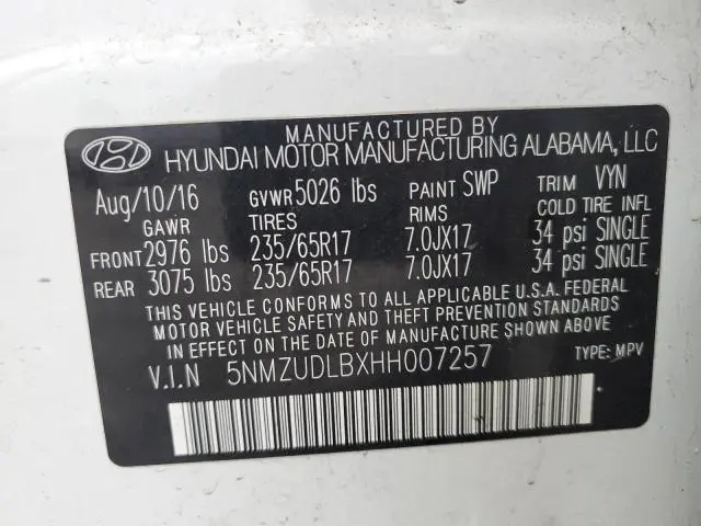 2017 HYUNDAI SANTA FE SPORT   