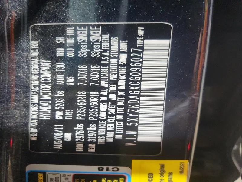 2012 HYUNDAI SANTA FE LIMITED  