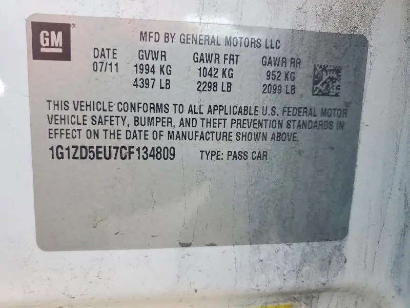 2012 CHEVROLET MALIBU 2LT  