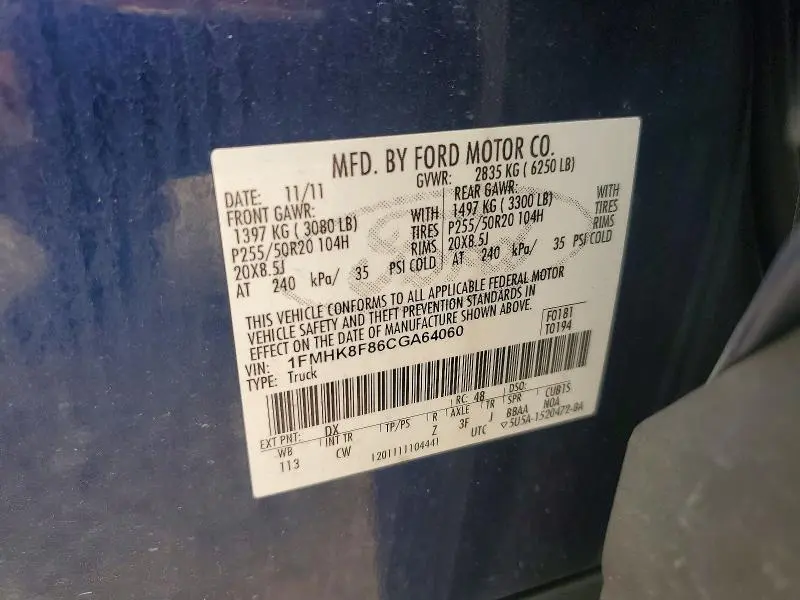 2012 FORD EXPLORER LIMITED  