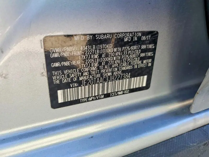 2018 SUBARU CROSSTREK   