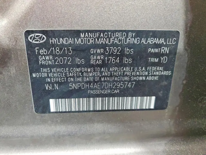 2013 HYUNDAI ELANTRA GLS  