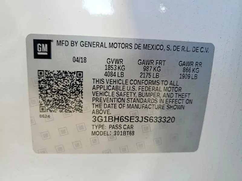 2018 CHEVROLET CRUZE LT  