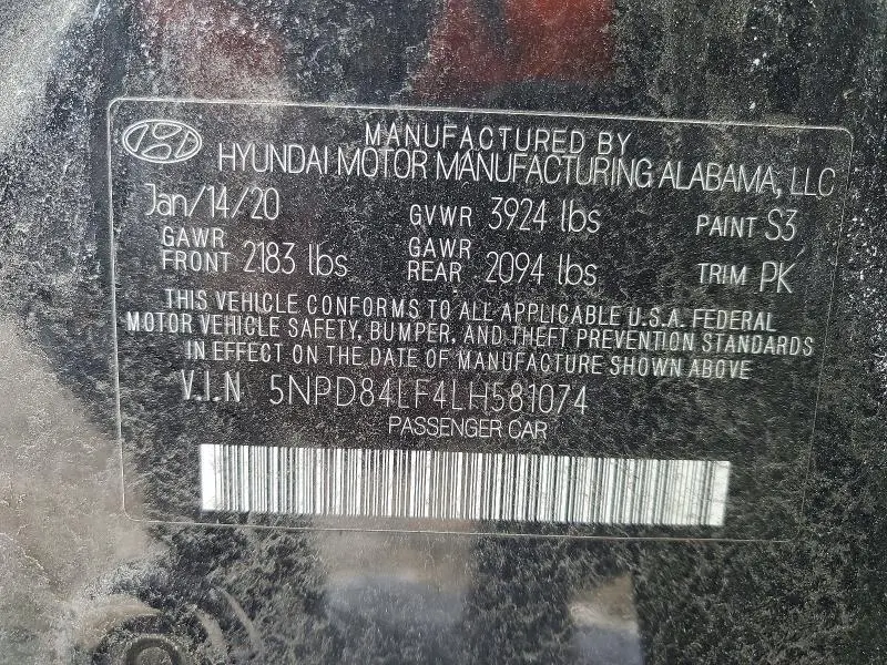 2020 HYUNDAI ELANTRA SEL  