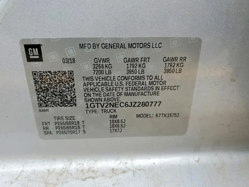2018 GMC SIERRA K1500 SLT  
