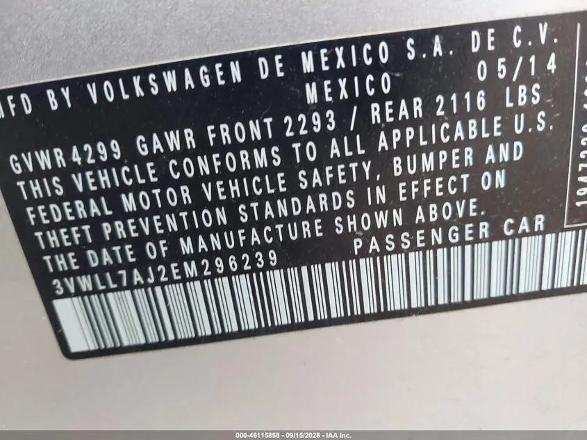 2014 VOLKSWAGEN JETTA 2.0L TDI