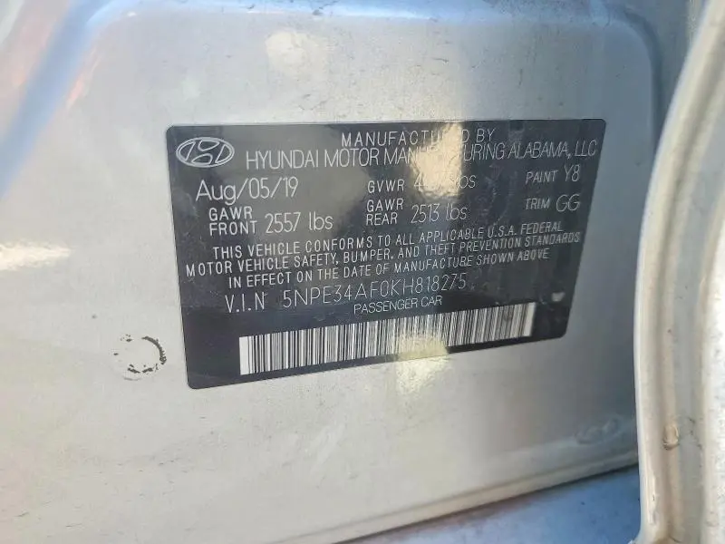 2019 HYUNDAI SONATA LIMITED  