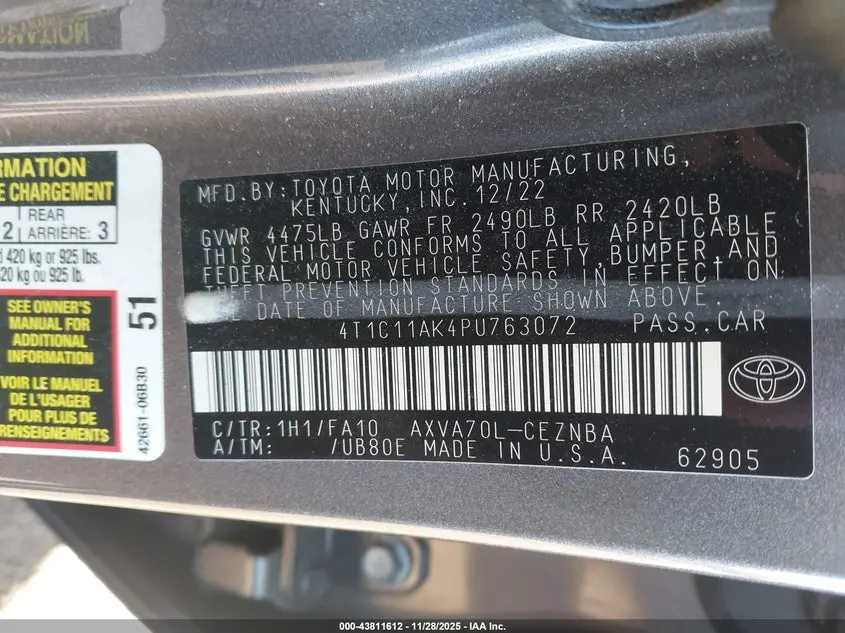 2023 TOYOTA CAMRY LE