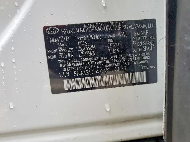 2019 HYUNDAI SANTA FE LIMITED 2.0T  