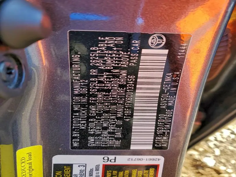 2012 TOYOTA CAMRY BASE  