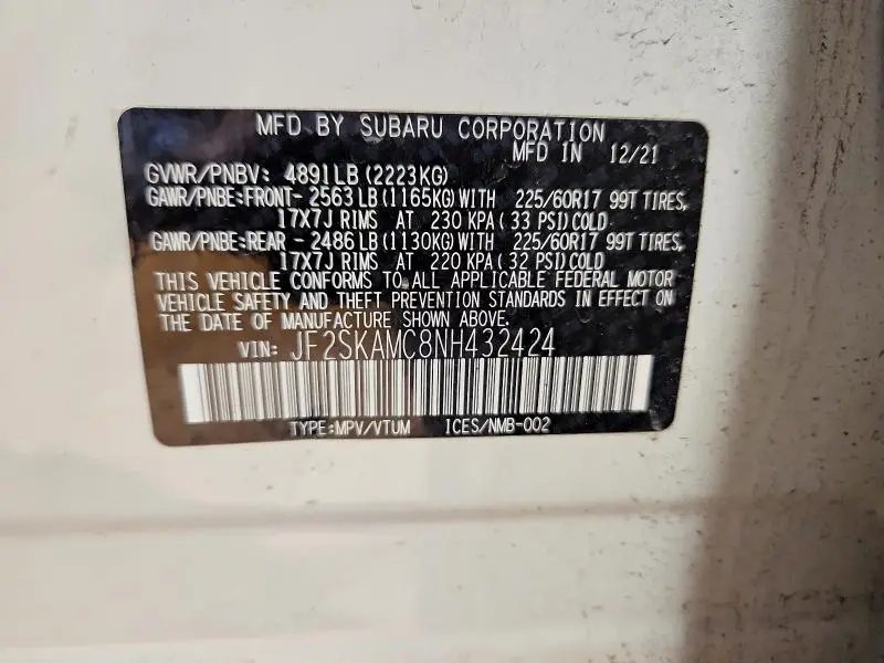 2022 SUBARU FORESTER WILDERNESS  