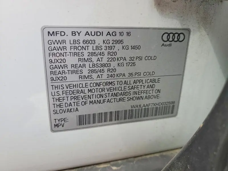 2017 AUDI Q7 PREMIUM PLUS  