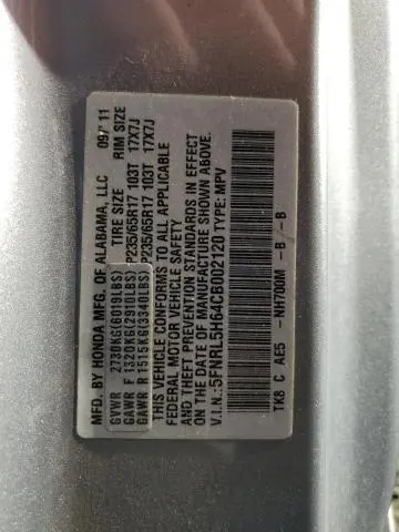 2012 HONDA ODYSSEY EXL  