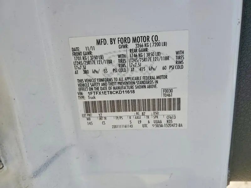 2012 FORD F150 SUPER CAB  