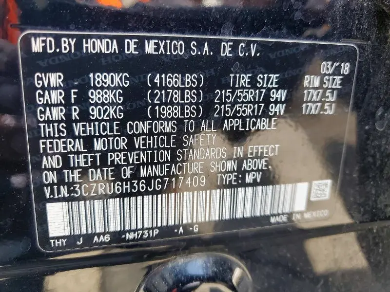 2018 HONDA HR-V LX  