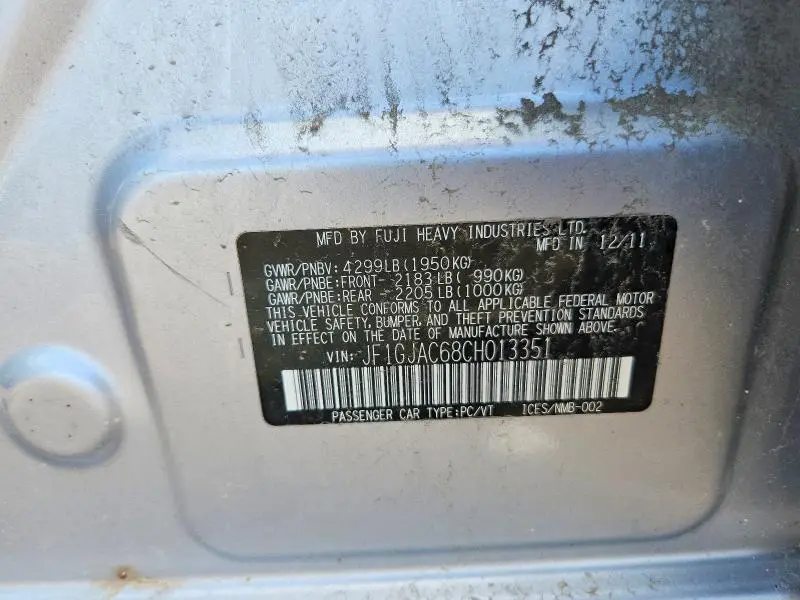 2012 SUBARU IMPREZA PREMIUM  