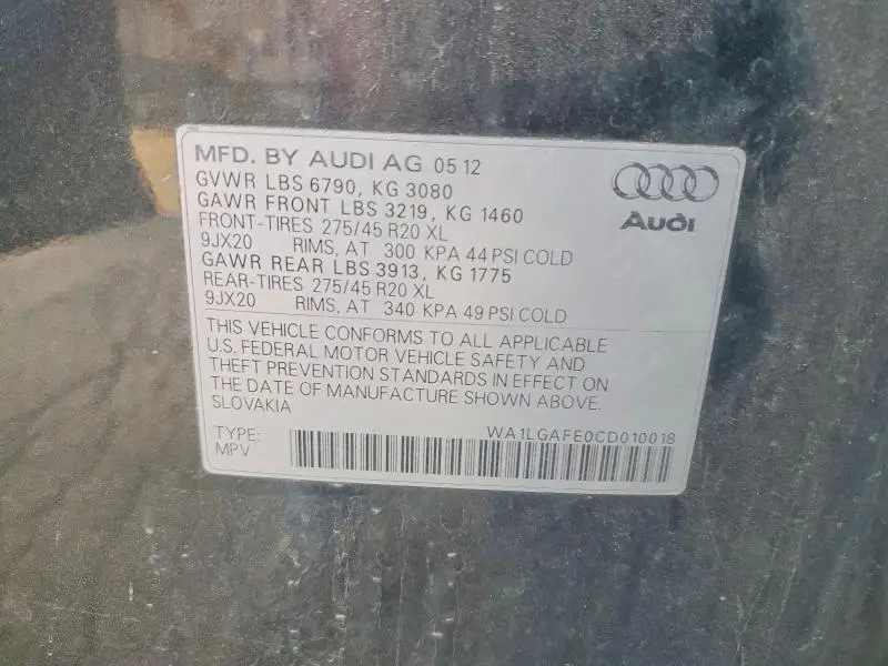 2012 AUDI Q7 PREMIUM PLUS  