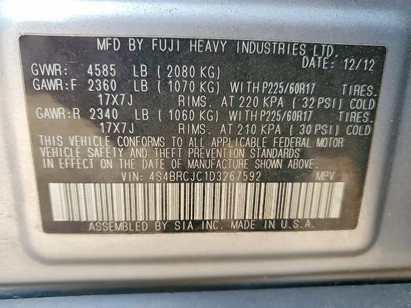 2013 SUBARU OUTBACK 2.5I LIMITED  