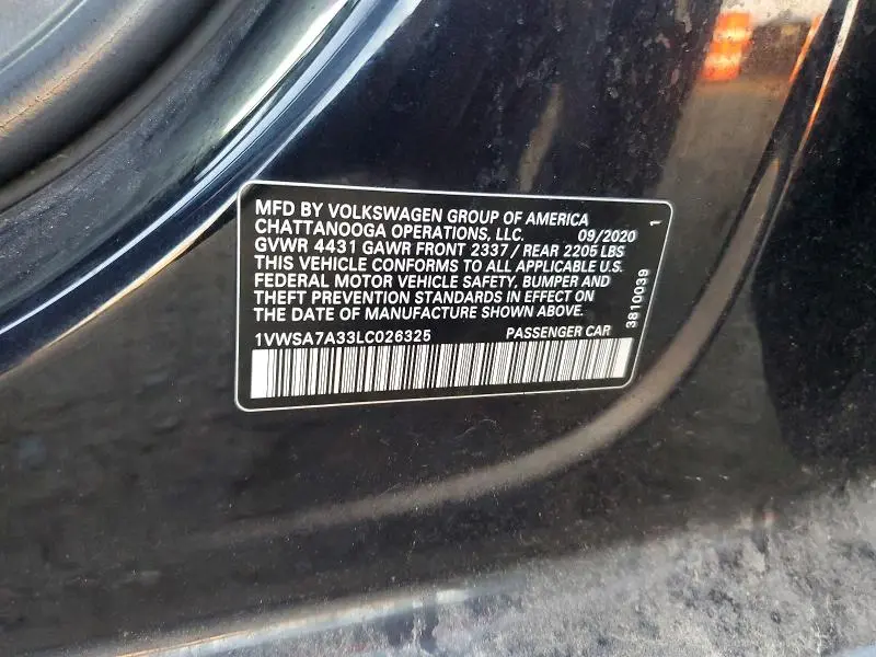 2020 VOLKSWAGEN PASSAT SE  