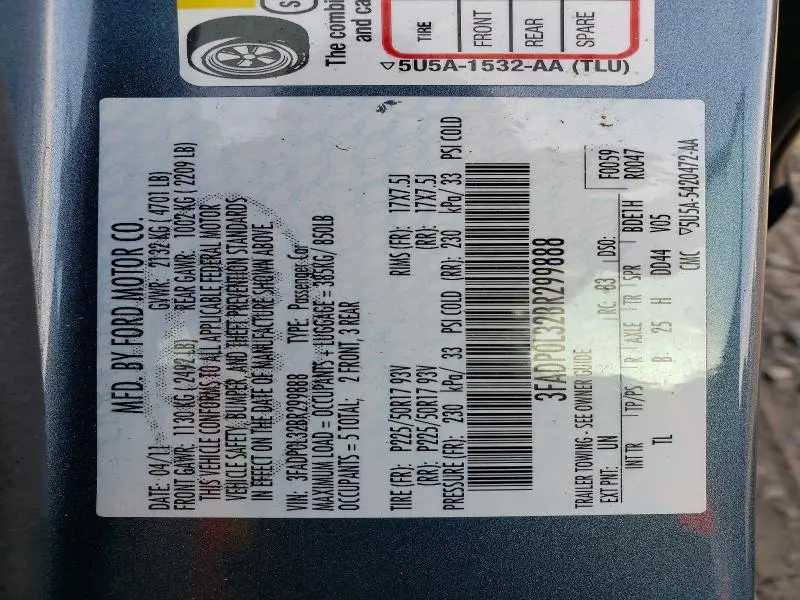 2011 FORD FUSION HYBRID  