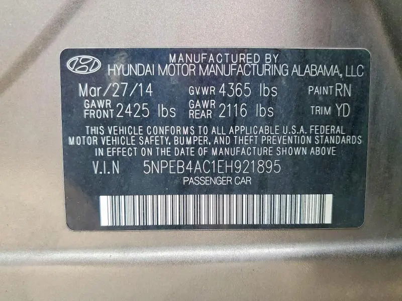 2014 HYUNDAI SONATA GLS  