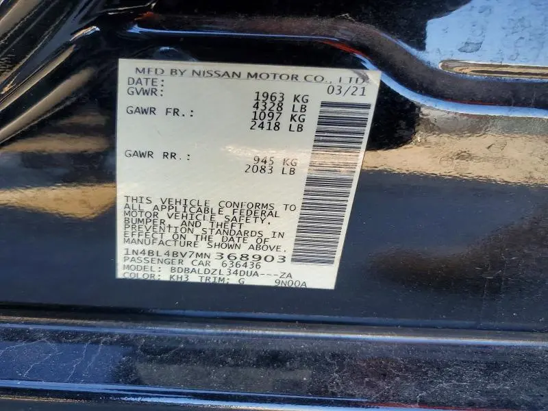 2021 NISSAN ALTIMA S  