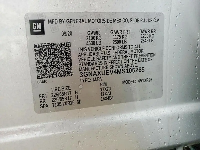 2021 CHEVROLET EQUINOX LT  