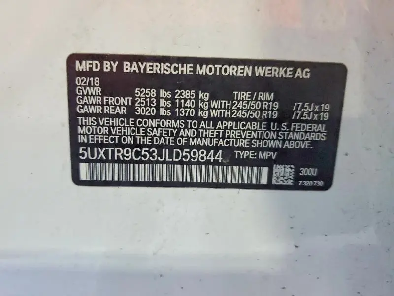 2018 BMW X3 XDRIVE30I  