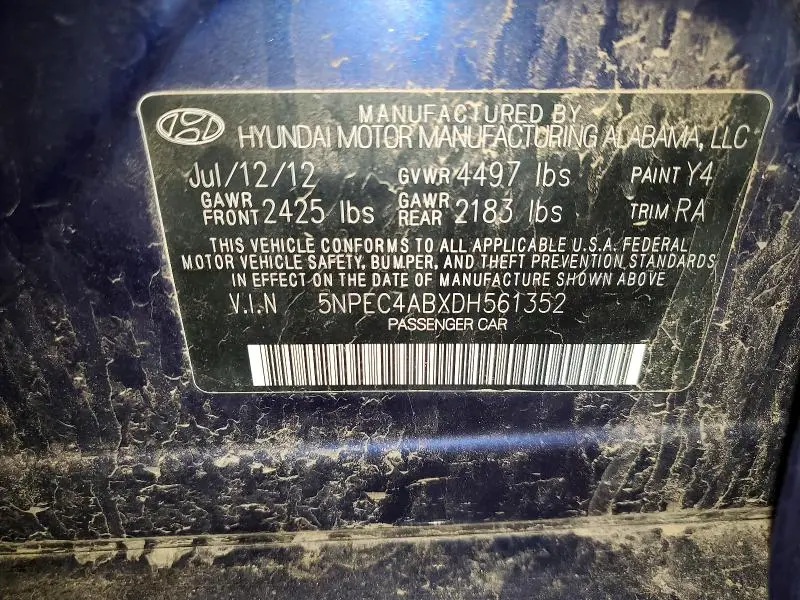 2013 HYUNDAI SONATA LIMITED 2.0T  
