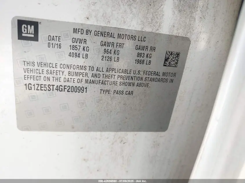 2016 CHEVROLET MALIBU 1LT