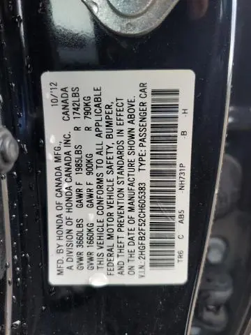 2012 HONDA CIVIC LX