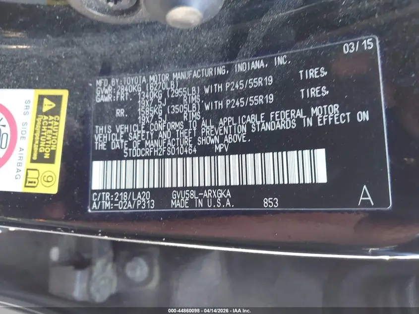 2015 TOYOTA HIGHLANDER HYBRID LIMITED