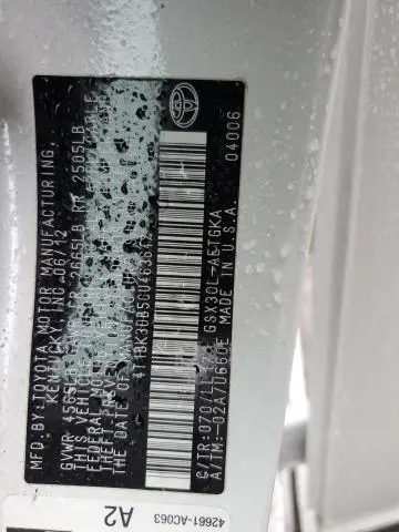 2012 TOYOTA AVALON BASE  