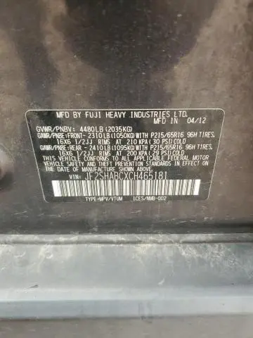 2012 SUBARU FORESTER 2.5X  