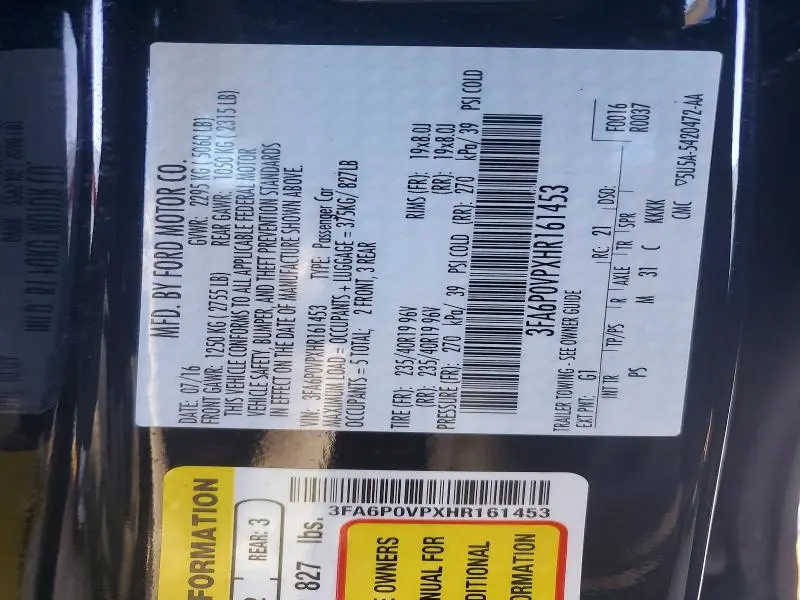 2017 FORD FUSION SPORT  