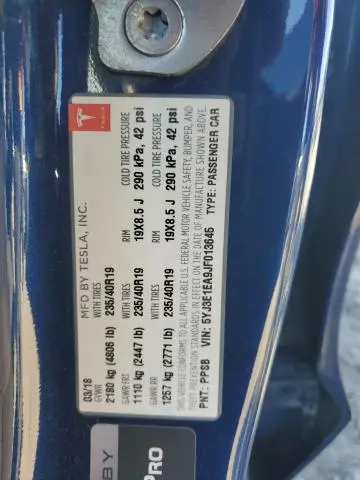 2018 TESLA MODEL 3   