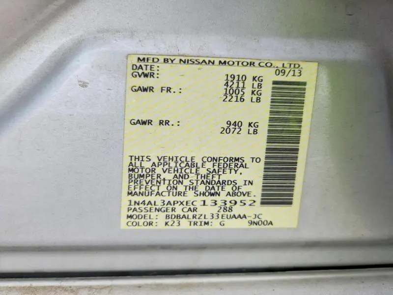 2014 NISSAN ALTIMA 2.5 S  