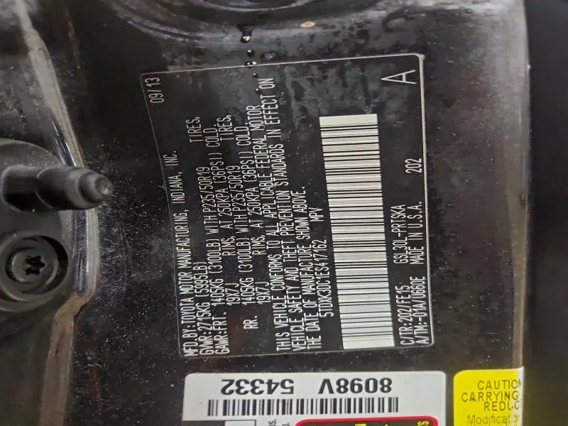 2014 TOYOTA SIENNA SPORT  