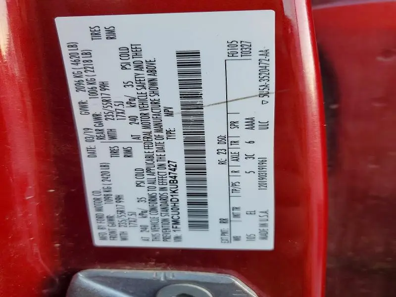 2019 FORD ESCAPE SEL  