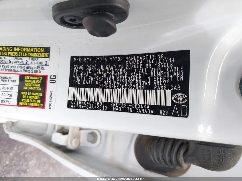 2014 TOYOTA COROLLA LE